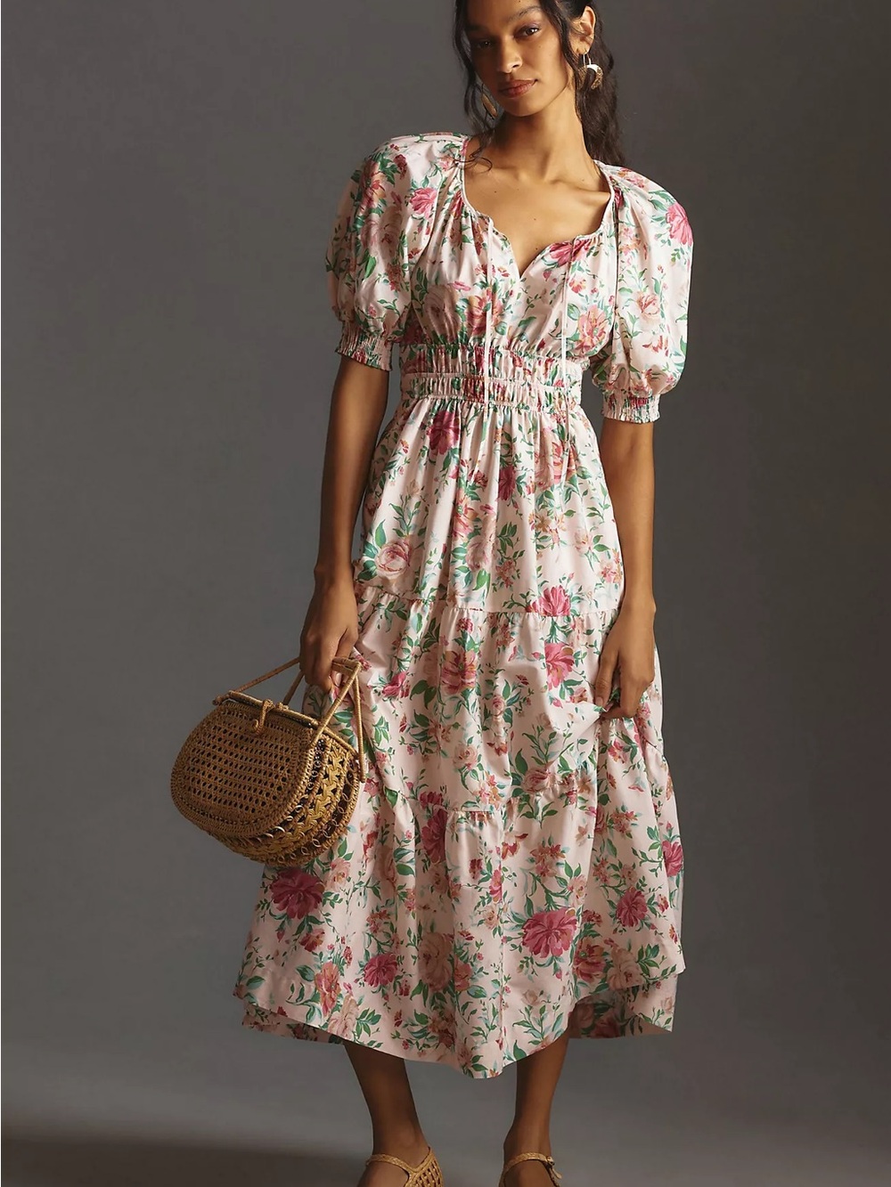 Anthropologie Somerset Puff Sleeve Maxi Dress Floral